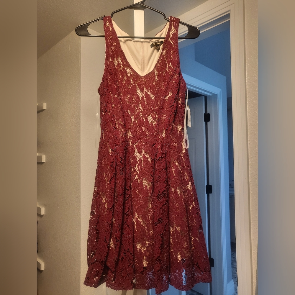 City Studio Burgundy Lace Dress